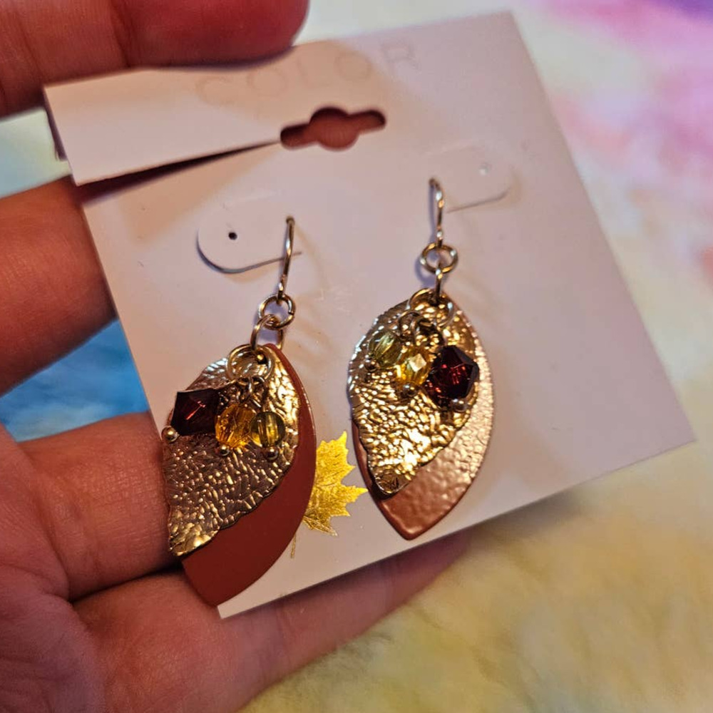 NEW! Beautiful Color Bohemian Style Fall Leaf Drop Earrings